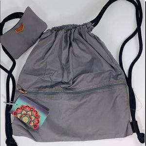 MALIRONA Canvas Drawstring Backpack Gray